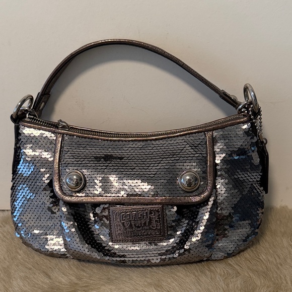 Coach Handbags - COACH Poppy Sequin Handbag silver